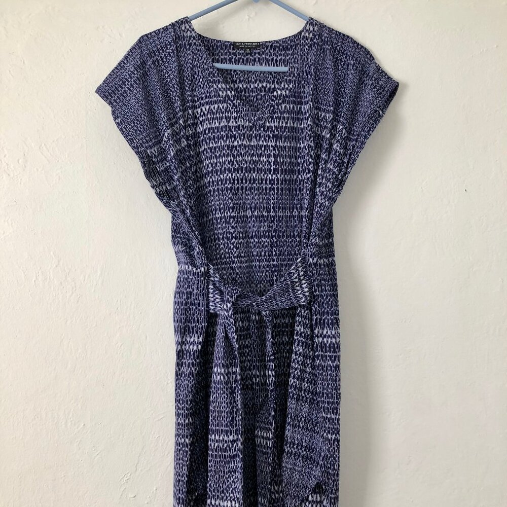 Carla Fernandez Short Rebozo Dress Indigo Blue OS Mexico NWOT